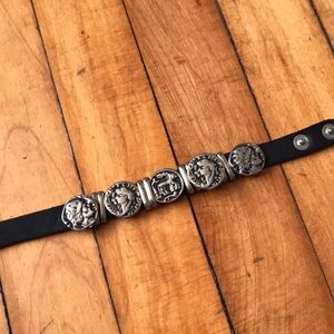 Faux Leather and Coin Cuff Bracelet